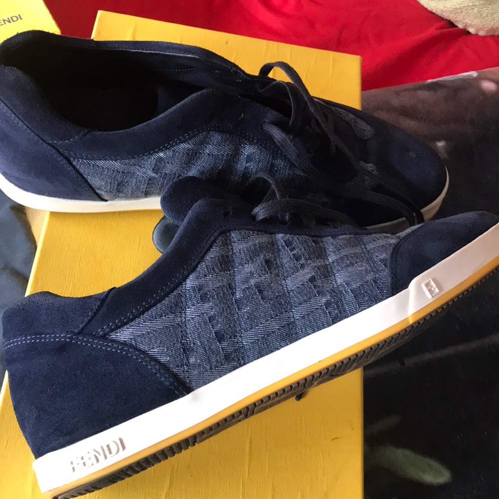 Blue suede fendi sneakers